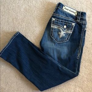 Rock revival jeans, hemmed for someone 5’2